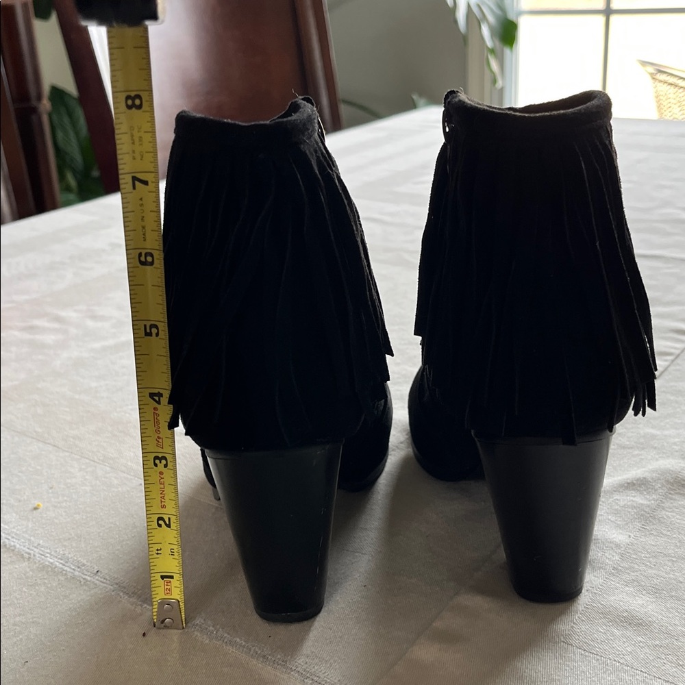 Fringe Black Ankle Women’s Western Style Suede Boots Size 8 - Picture 5 of 6